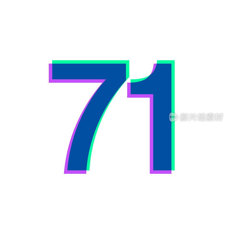 71 - 71号。图标与两种颜色叠加在白色背景上